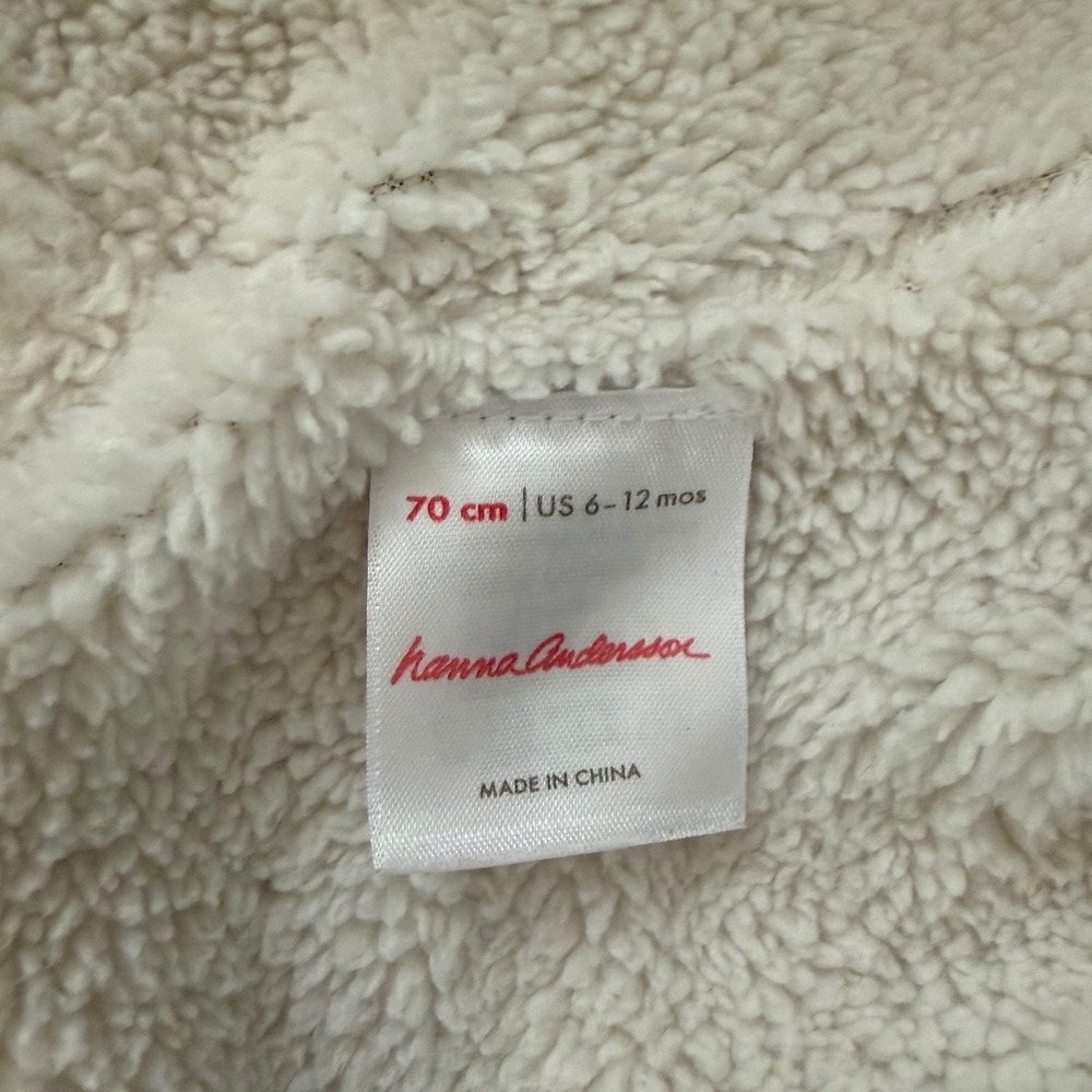 Hanna Andersson Confetti Knit Hooded Sweater Jacket Pom Pom Cream 6-12 Months - Picture 3 of 4